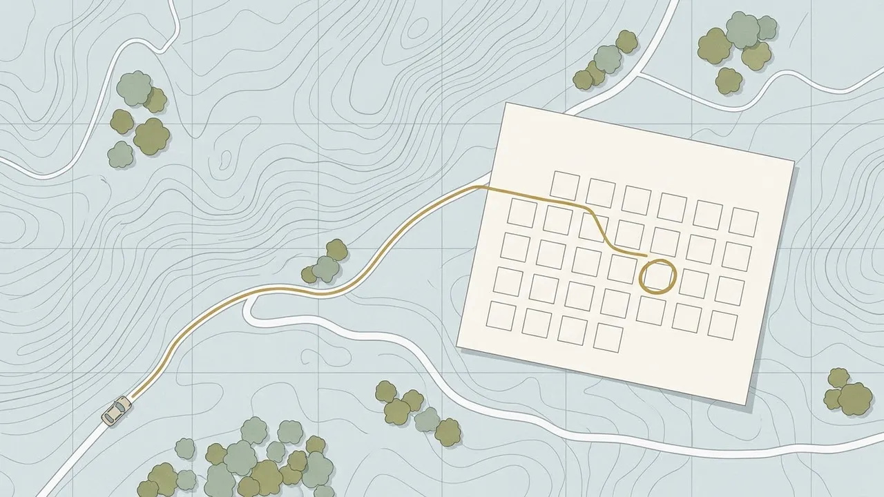 A map-style illustration of a route leading from a car to one circled day on a calendar page.